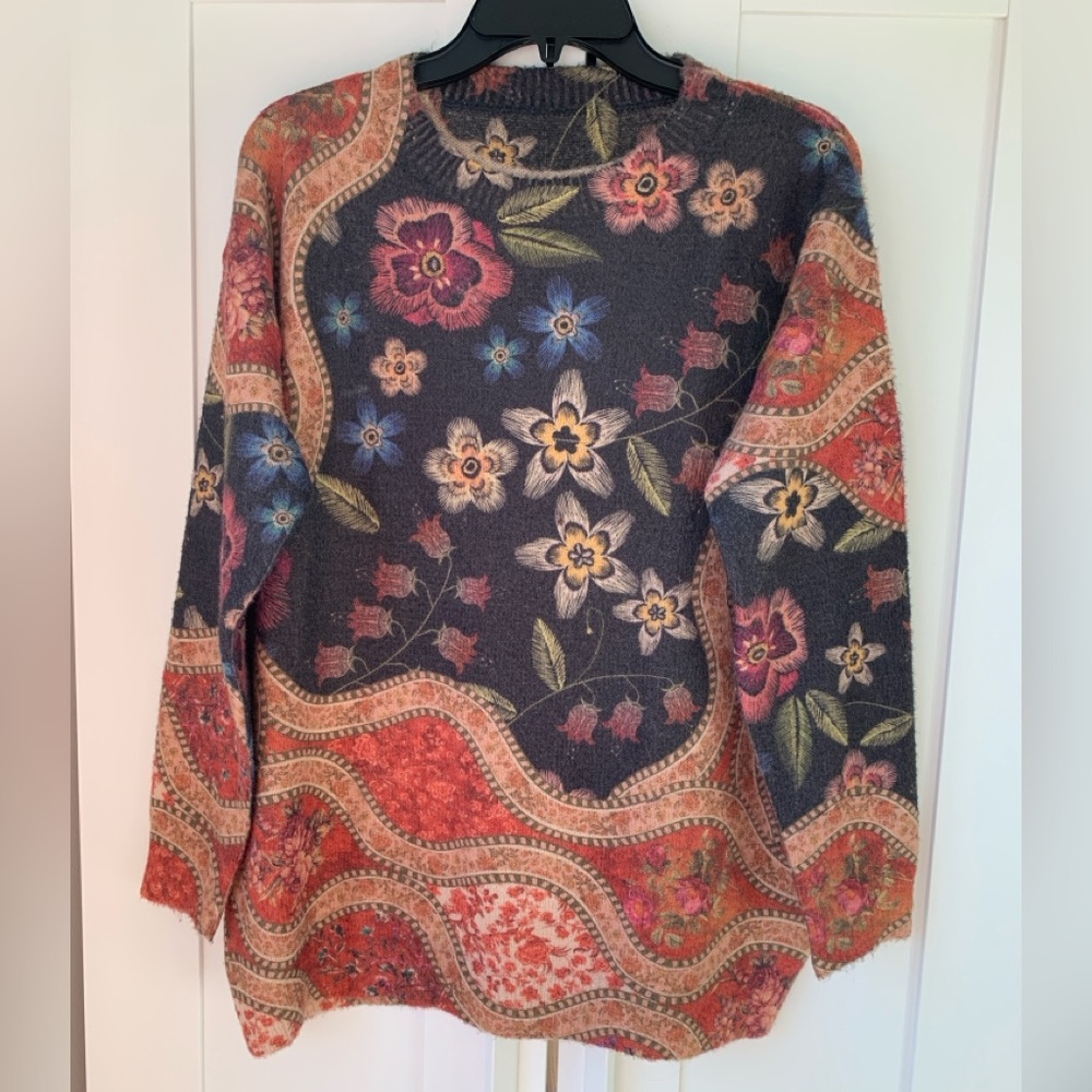 NWOT Floral Patterned Cotton Wool Mix Sweater